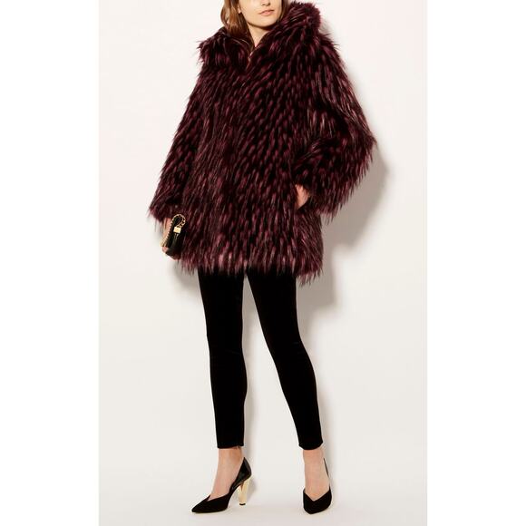 Karen Millen Jackets & Blazers - KAREN MILLEN Feather Tip Faux Fur Coat Purple Sz 6 Warm and Soft